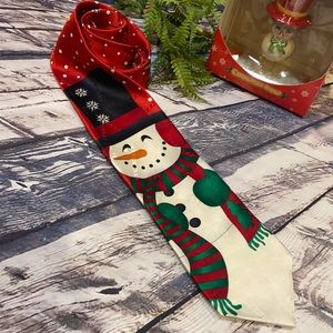 Hallmark Silk Christmas Holiday Party Snowman Tie